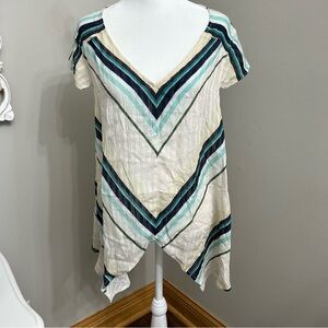 Monroe And Main Summer Top Blouse Shirt Women's Small V Neck A3